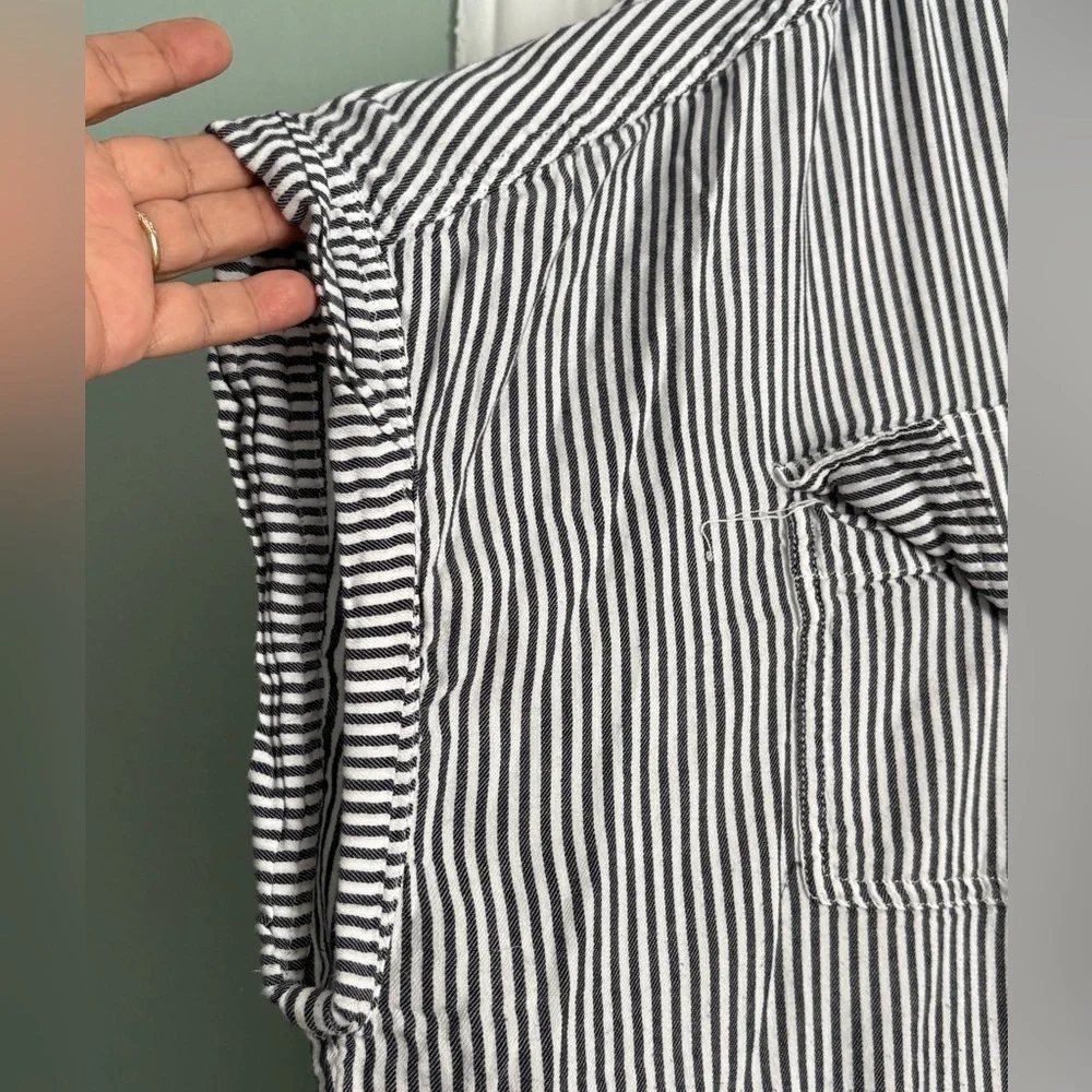 SO Striped Button Pullover Shirt Dress Black White Short Sleeve Pockets Sz: 3X - Picture 5 of 8
